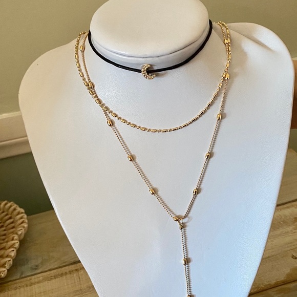 New Gold Moon Choker Layered Necklace - Picture 2 of 7